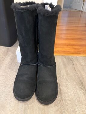 UGG Tall Black Suede Shearling Boots